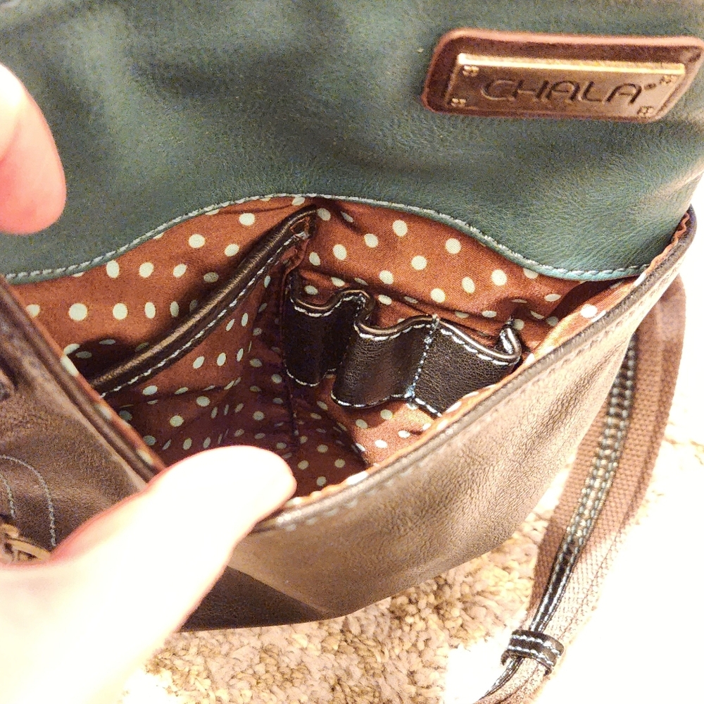 Chala Brown and Teal Crossbody Purse - Picture 7 of 8